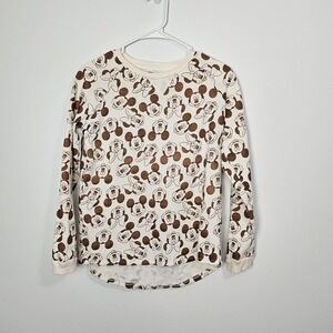 Disney Crewneck Sweatshirt Girls Sz L 11-13 Mickey Minnie Mouse All Over Print